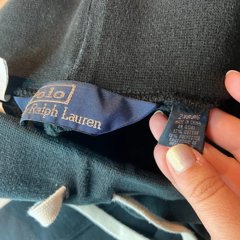 Polo Ralph Lauren Men Big 2X Sweatpants Black Straight Leg Drawstring Waist Adj